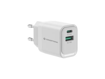 Netzteil Conceptronic 2-Port USB-A/USB-C 33W PD3.0 Weiß