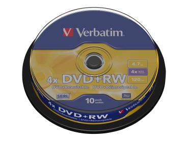DVD+RW Verbatim 4,7GB 10pcs Pack 4x Spindel silver retail