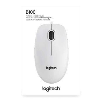 Maus Logitech B100 Optical Wheel Mouse USB weiß