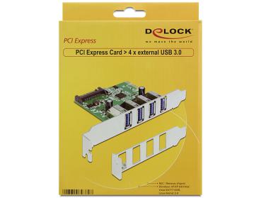 I/O PCIe -> 4x USB3.0 ext + LowProfile Card Delock