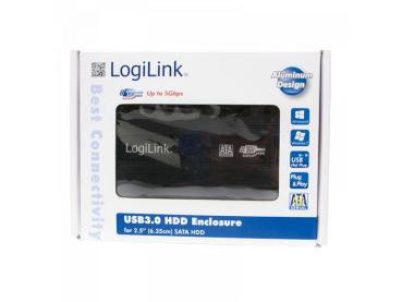 Preview: Geh Ext 6,4cm SATA=>USB3.0 Logilink schwarz