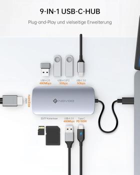 USB-C -> 4xUSB A 1xUSB-C HDMI micro-SD/SD Novoo R9C