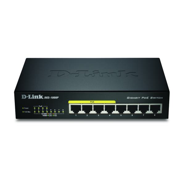Switch 1000MBit 8-Port D-Link DGS-1008P Desktop 4x POE