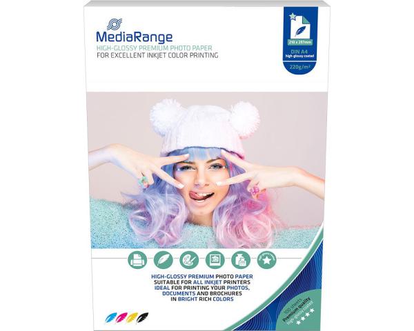 Foto Papier MediaRange hochglänzend A4 220g 100 Blatt