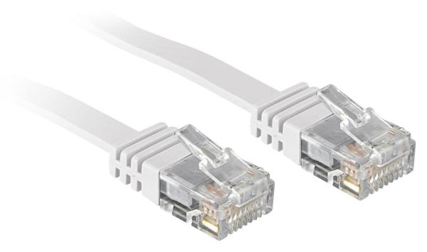Patchkabel Cat6 Flachband ungeschirmt weiß 3.00m LINDY